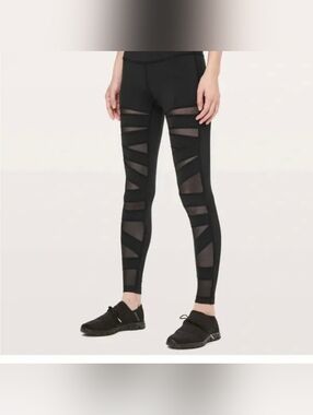 Lululemon High Rise Wunder Under Tech Mesh Black 4